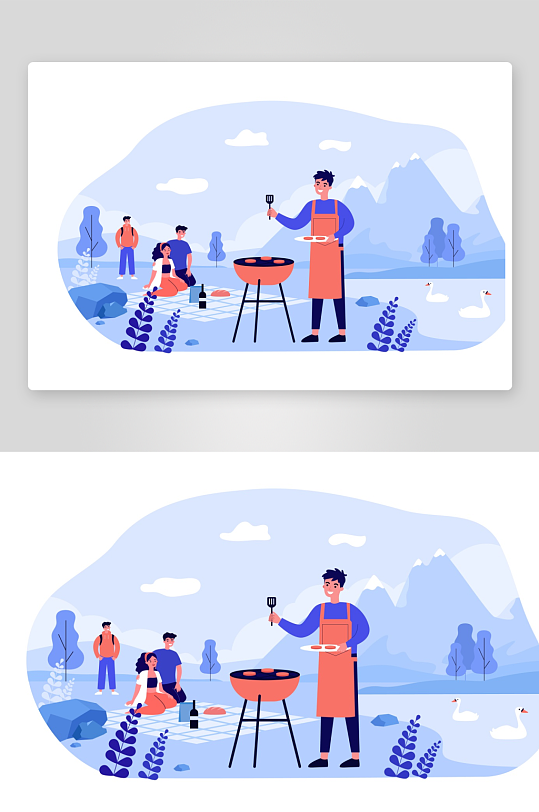 矢量烧烤插画素材-众图网