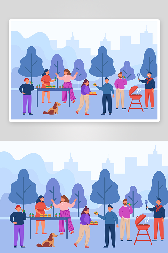 矢量烧烤插画素材-众图网