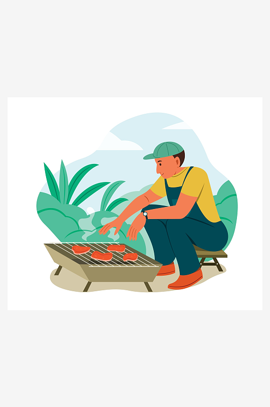 矢量烧烤插画素材-众图网