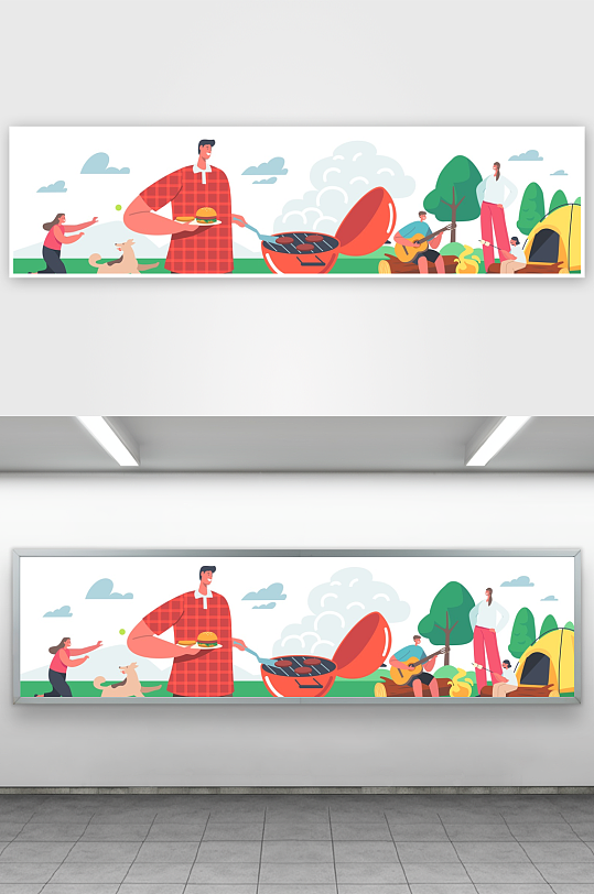 矢量烧烤插画素材-众图网