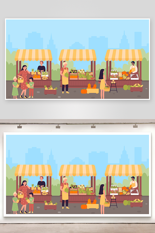 矢量摆地摊插画素材-众图网