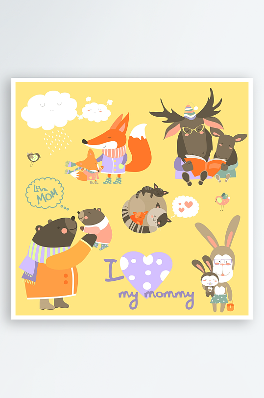 矢量北欧森系插画素材-众图网