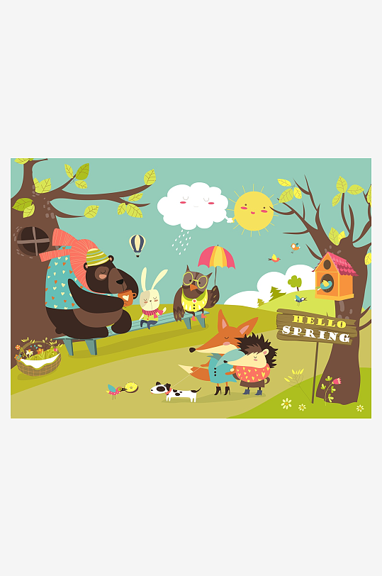 矢量北欧森系插画素材-众图网