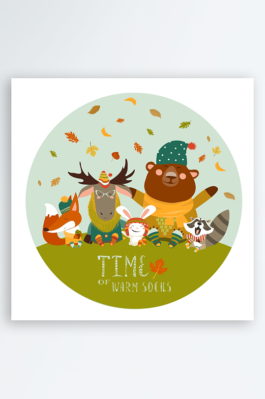 矢量北欧森系插画素材-众图网