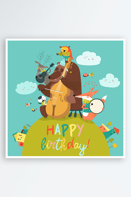 矢量北欧森系插画素材-众图网