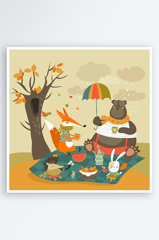 矢量北欧森系插画素材-众图网