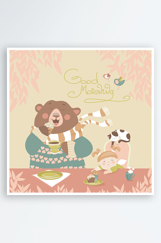 矢量北欧森系插画素材-众图网