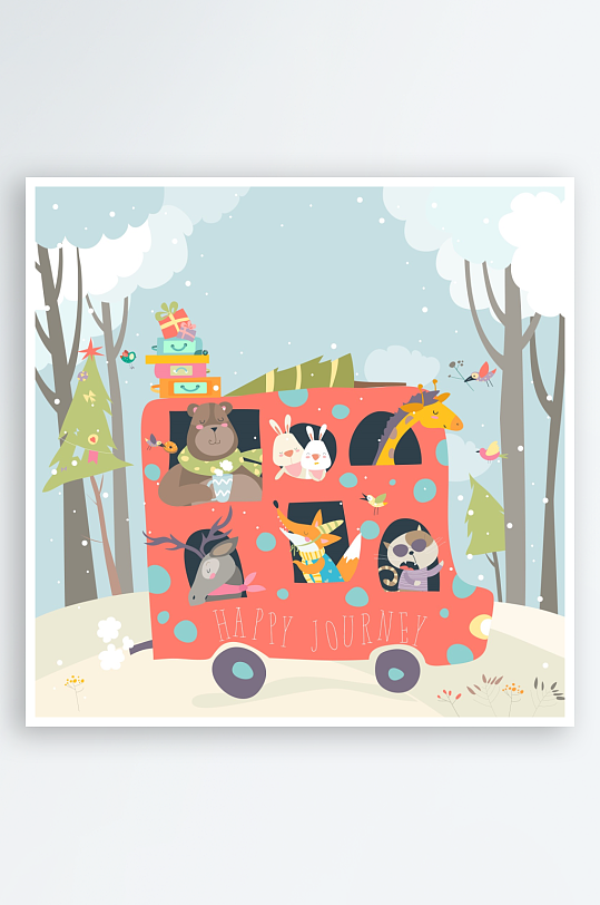 矢量北欧森系插画素材-众图网