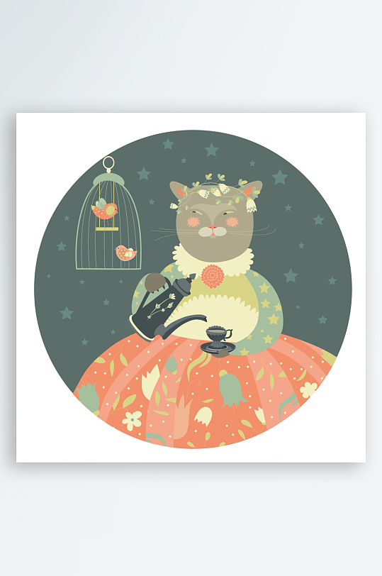 矢量北欧森系插画素材-众图网