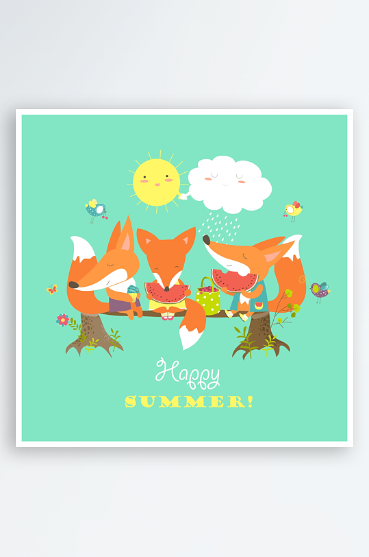 矢量北欧森系插画素材-众图网