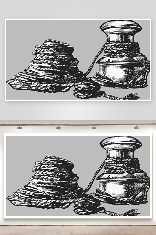 海洋生物手绘元素插画素材-众图网