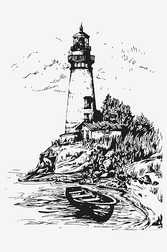 海洋生物手绘元素插画-众图网