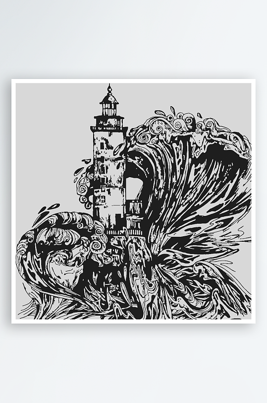 海洋生物手绘元素插画-众图网