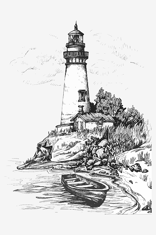 海洋生物手绘元素插画-众图网