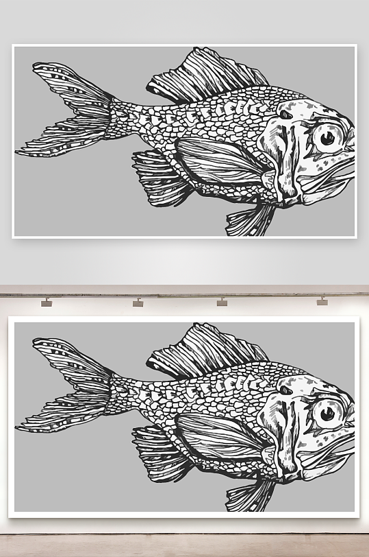 海洋生物手绘插画-众图网