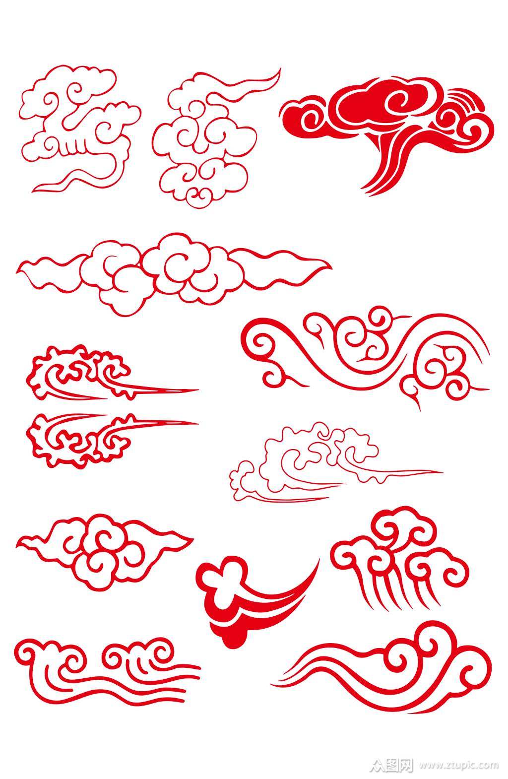 多彩祥云小插图文祥云矢量图