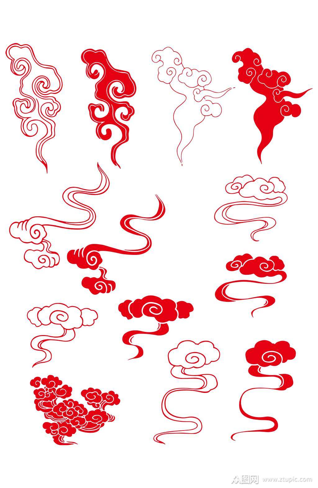 多彩祥云小插图文件祥云矢量图