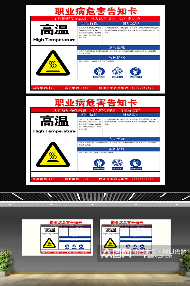 高温职业病危害告知卡素材