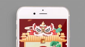 福虎简约古建墙框企业拜年视频模板-众图网