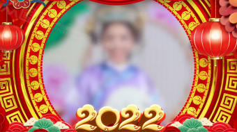 红色简约时尚2022新年拜年视频模板-众图网