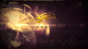 典雅金色花朵背景年会视频-众图网
