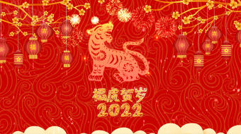 虎年金色粒子剪纸风2022春节拜年视频-众图网