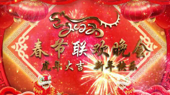 红金喜庆联欢晚会背景视频模板-众图网