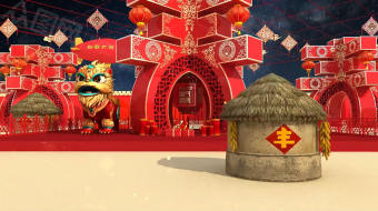 欢庆虎年古风古建企业拜年片头视频-众图网