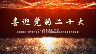 红色闪光粒子喜迎二十大党建视频模板-众图网