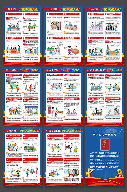 解读民法典宣传挂图民法典展板
