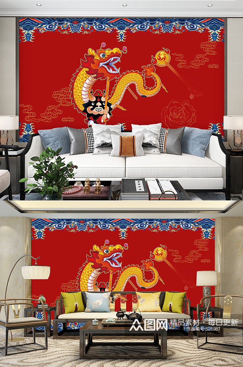 古典中国风传统花纹图案屏风背景墙素材