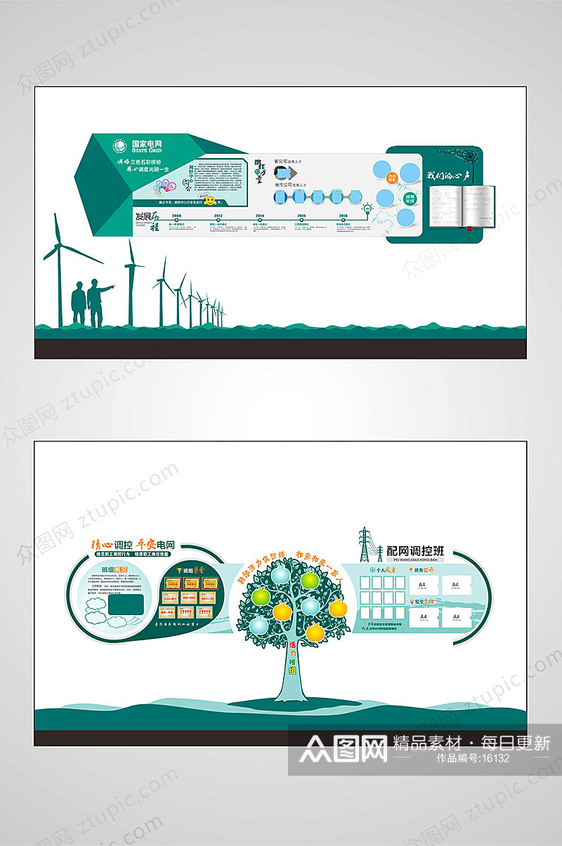 国家南方国家电网变电站班组文化墙创意设计图素材