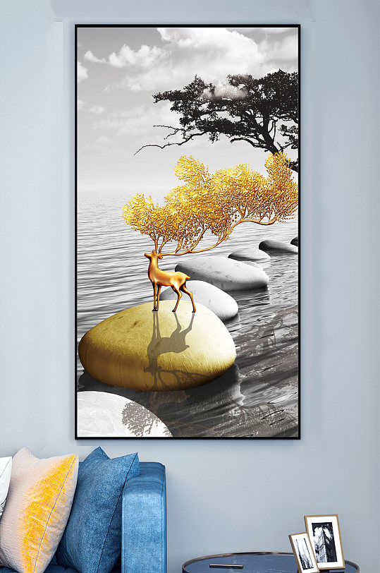 风景鹿装饰画