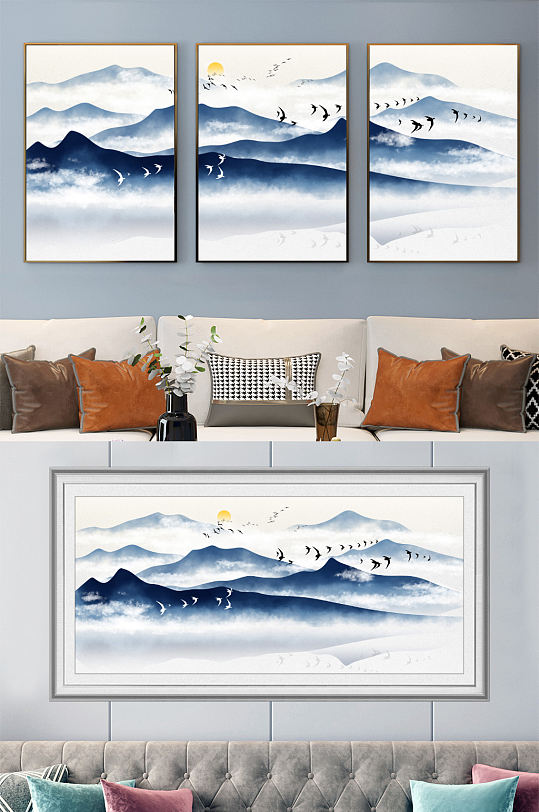 山水画中国风新中式挂画-众图网