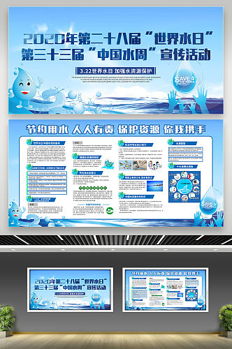 世界水日中国水周宣传展板水资源保护展板