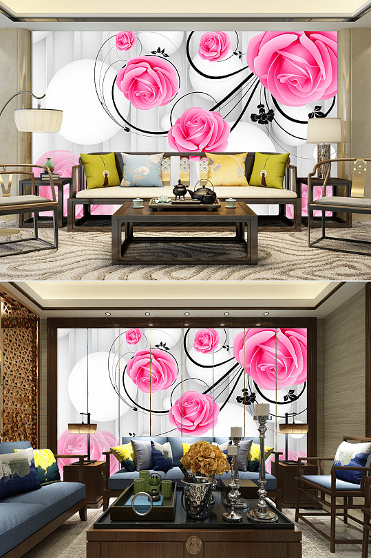 玫瑰蔷薇电视背景墙