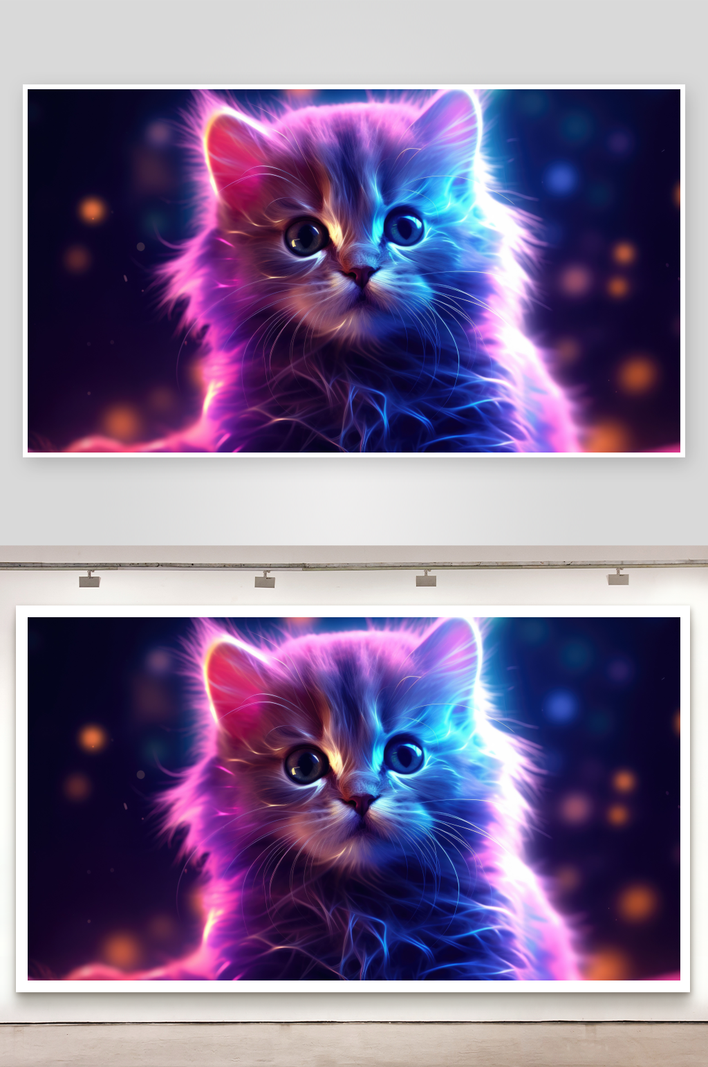 发光猫咪的奇幻肖像素材