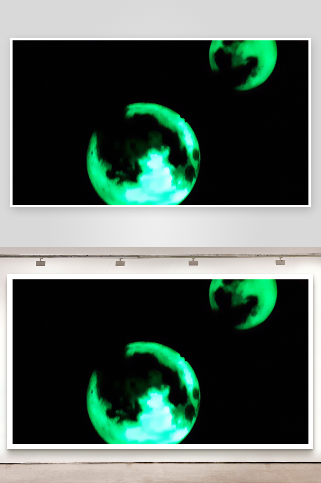 绿色发光星球夜空景象素材