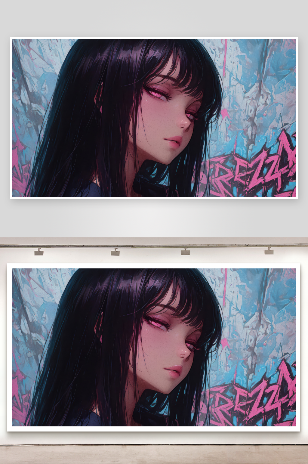 黑发少女侧脸特写素材