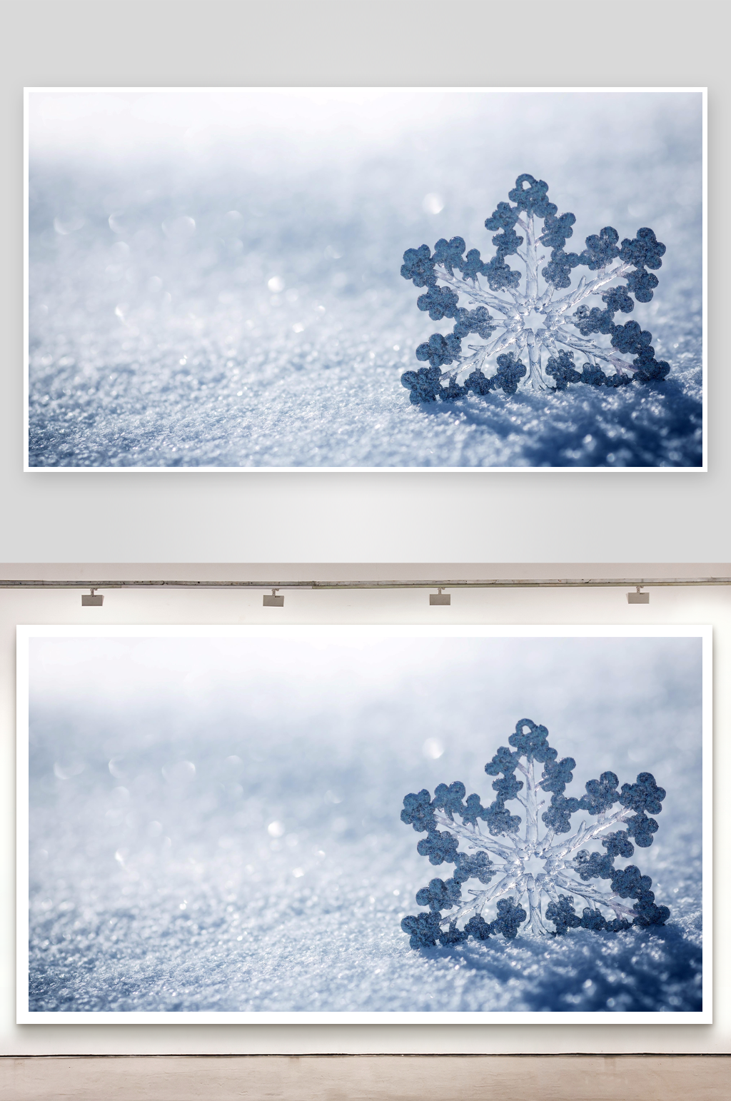 雪花静置于雪地之上素材