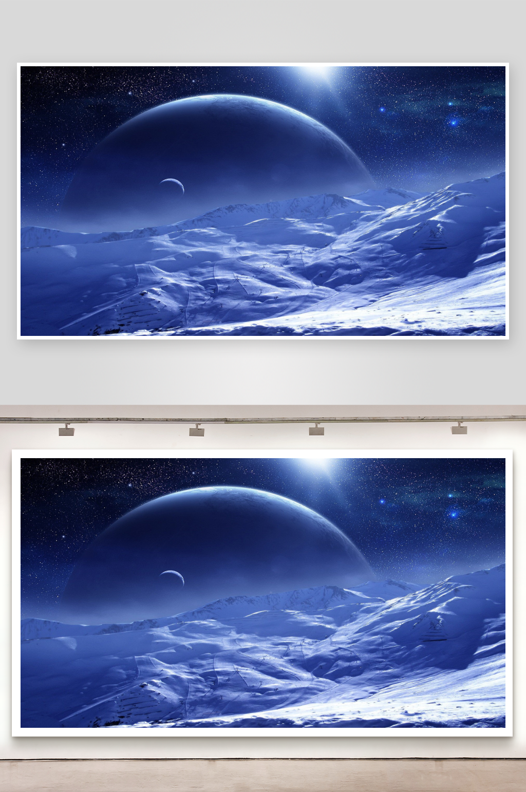 冰封星球的夜空景象素材