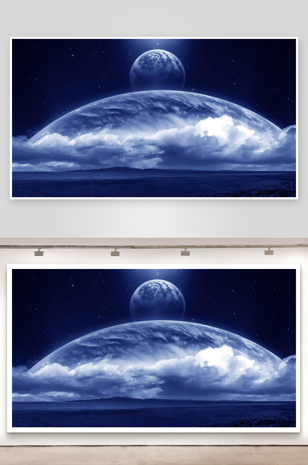 星球与云层的宇宙景象素材