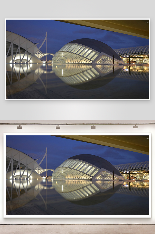 夜晚灯光下的现代建筑群-众图网