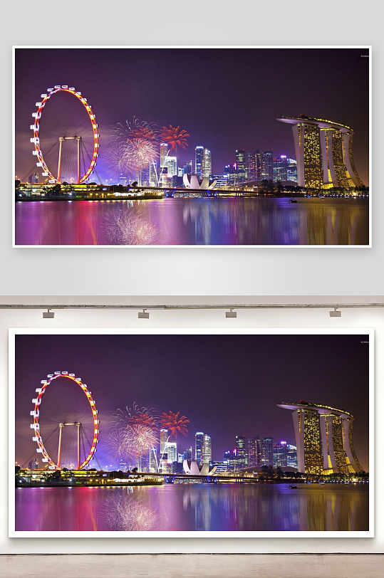 夜景城市烟花璀璨夺目-众图网