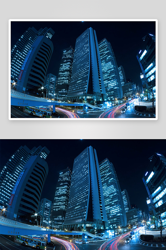 夜景城市高楼车流-众图网