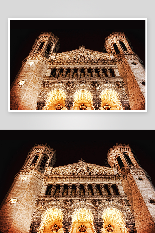 夜景宏伟教堂建筑外观-众图网