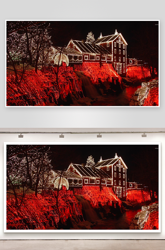 夜景建筑灯光秀照片摄影-众图网