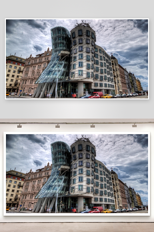 奇特扭曲建筑与街道景象-众图网