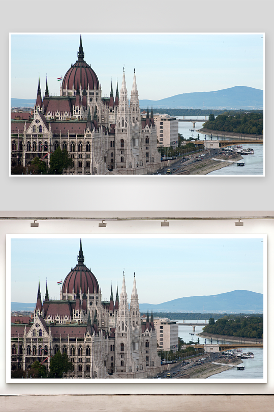 宏伟建筑临河景观-众图网