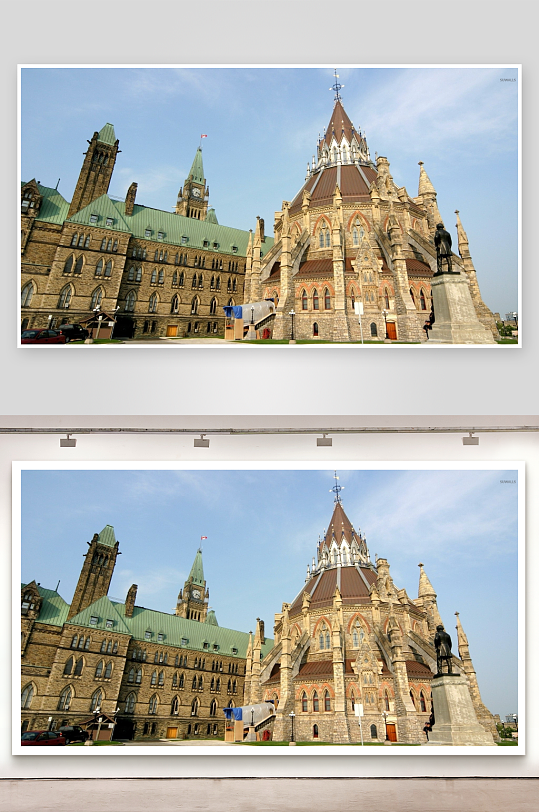 宏伟的哥特式建筑群与雕像-众图网